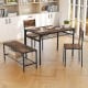 Industrial Style Rectangular Kitchen Table with Bench and Chairs