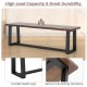 56.5 Inches Wood Dining Bench with Wavy Edge and Adjustable Footpads