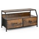 Dresser TV Stand with 2 Folding Fabric Drawers and Open Shelves