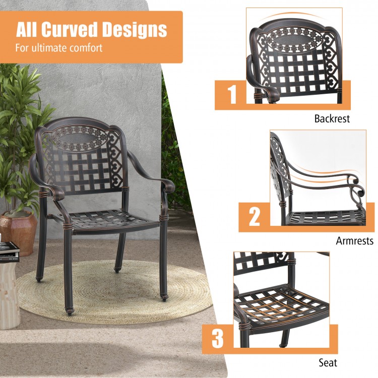 Cast Aluminum Patio Chairs Set of 2 with Armrests