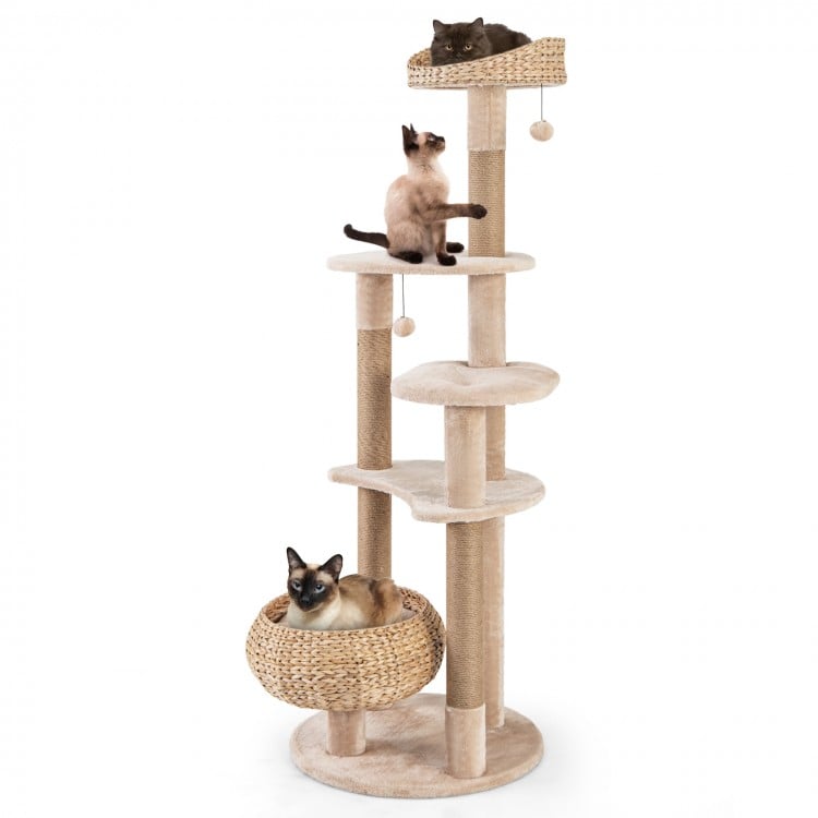 65 Inches Cat Tree with Perch and Soft Hammock for Indoor Cats