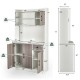 4-Door Freestanding Kitchen Buffet with Hutch and Adjustable Shelves