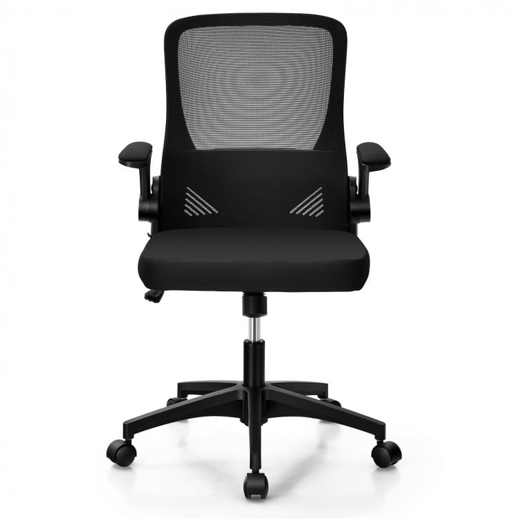 Swivel Mesh Office Chair with Foldable Backrest and Flip-Up Arms