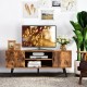 Industrial Retro TV Stand with Storage Cabinets and Open Shelf