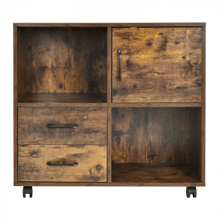 Mobile File Cabinet with Lateral Printer Stand and Storage Shelves