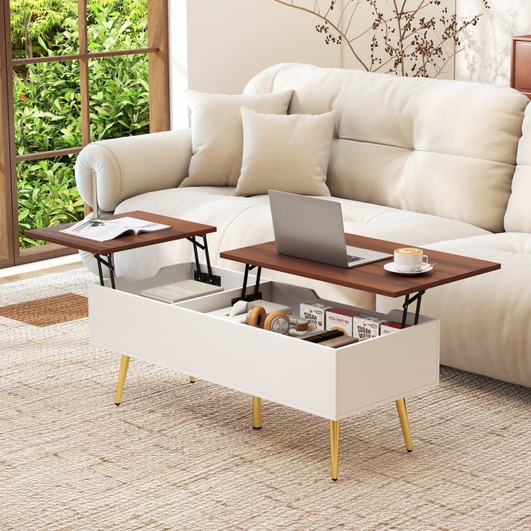 47 Inch Lift Top Coffee Table with 2 Hidden Compartments