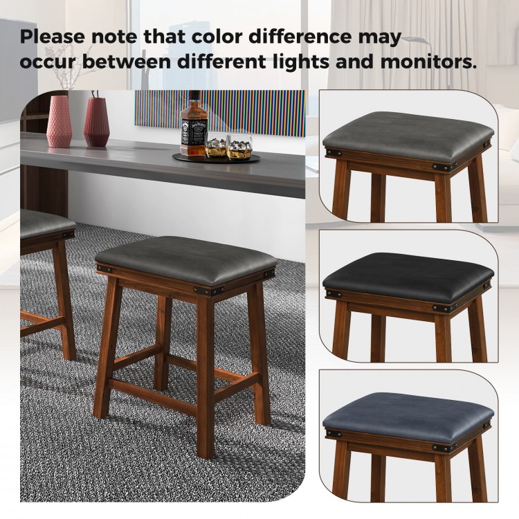 Set of 2 24/30 Inch Dining Bar Stool with Rubber Wood