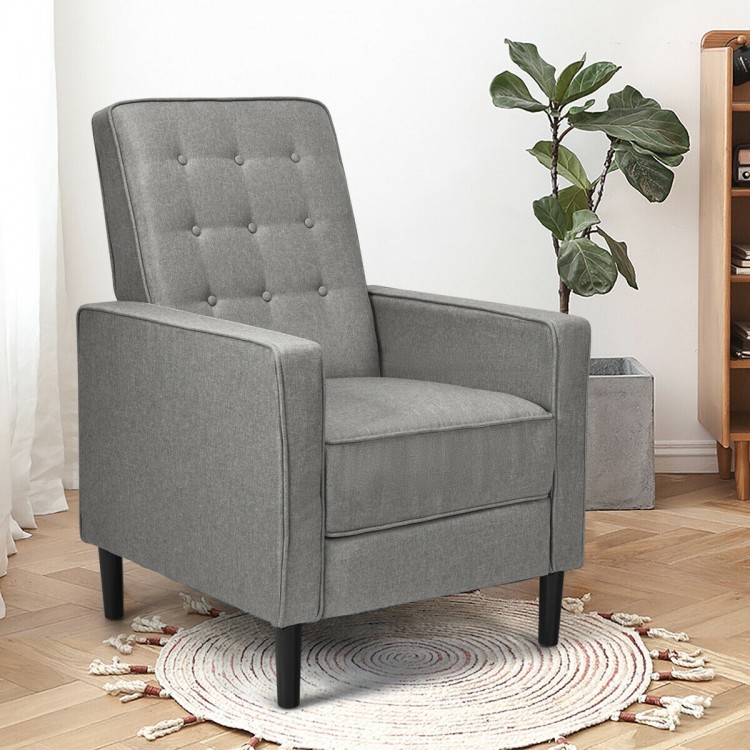 Modern Fabric Push-Back Recliner Chair with Button-Tufted Back and Thick Cushion