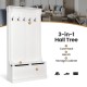 3-in-1 Hall Tree Coat Rack Shoe Bench with Hooks and Bottom Storage for Entryway