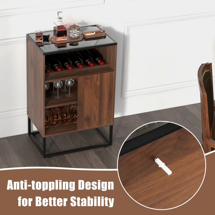 Wine Storage Cabinet Buffet Sideboard with Adjustable Shelf and Sliding Door
