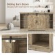 Sliding Barn Door TV Stand with Adjustable Shelves and Storage Cabinet