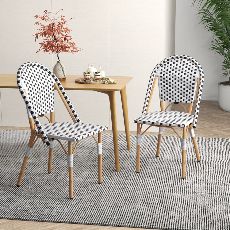 French Bistro Chair Set of 2 with Galvanized Metal Framex