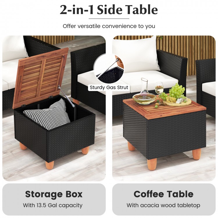 4 Pieces Outdoor Conversation Set with Storage Coffee Table