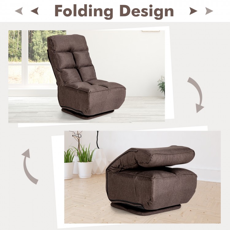 360-Degree Swivel Folding Floor Chair with 6 Adjustable Positions