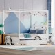 Full Size Canopy Bed Frame with Trundle and Headboard for Kids