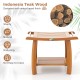 2-Tier Teak Wood Shower Bench Shower Stool with Curved Seat