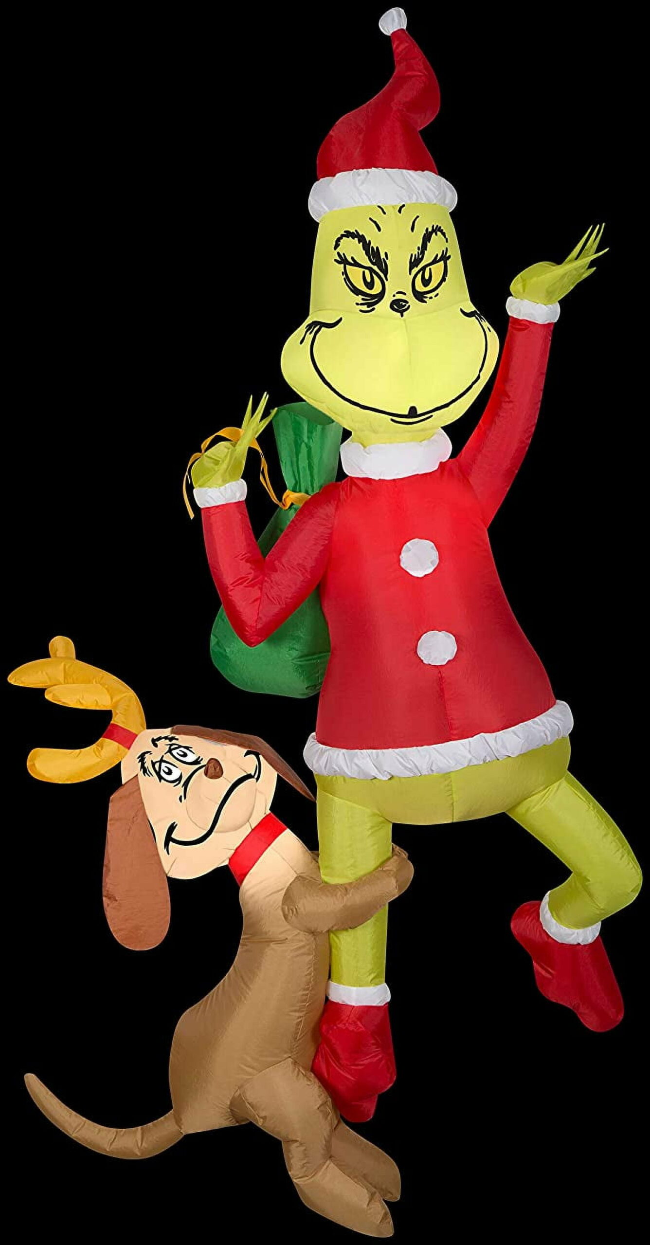 Gemmy Dr. SeussTM Hanging Grinch & Max Inflatable LED Yard Decoration, 72′′x43′′x19′′