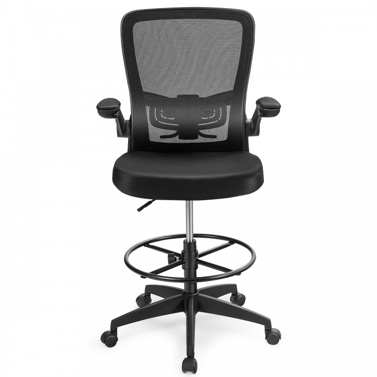 Height Adjustable Drafting Chair with Flip Up Arms for Home Office