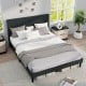 Queen Size Upholstered Bed Frame Linen Platform Bed