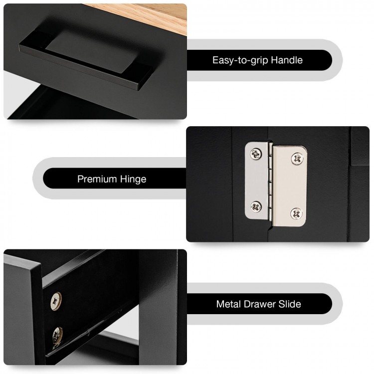 Kitchen Island with Storage Drawer and 3 Hooks