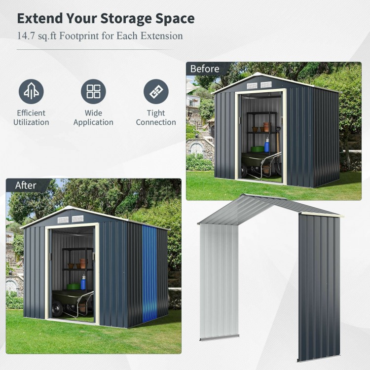 Outdoor Storage Shed Extension Kit for 7/9.1/11.2 Feet Shed Width