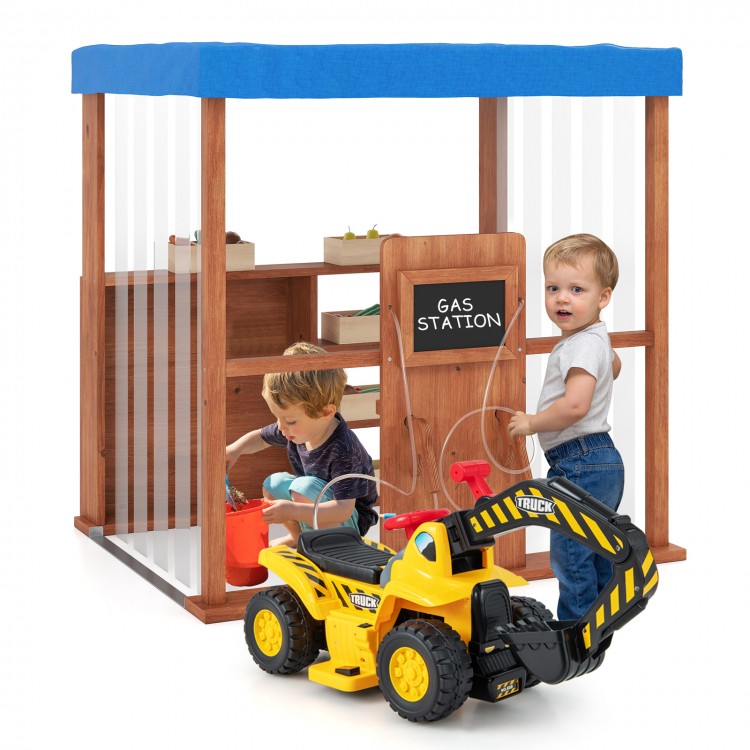 Kids Gas Station Playhouse with Gas Refueling Guns for Aged 3+