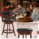 Bar Stools Set of 2 with Rubber Wood Frame and Faux Leather Upholstered Seat