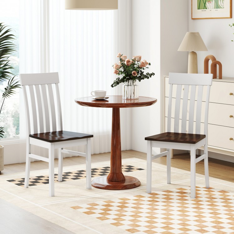 Set of 2 Kitchen Armless Dining Chairs with Slatted High Backrests