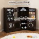 Corner Wooden Play Kitchen with Lights and Sounds Large Pretend Play Kitchen Set