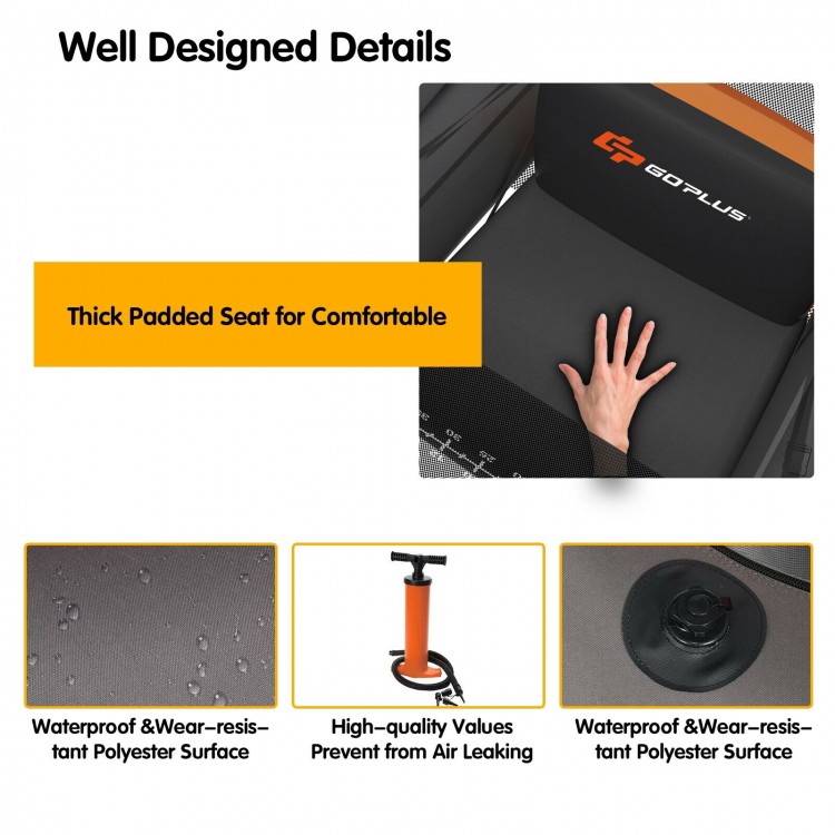 Inflatable Fishing Float Tube with Pump Storage Pockets and Fish Ruler