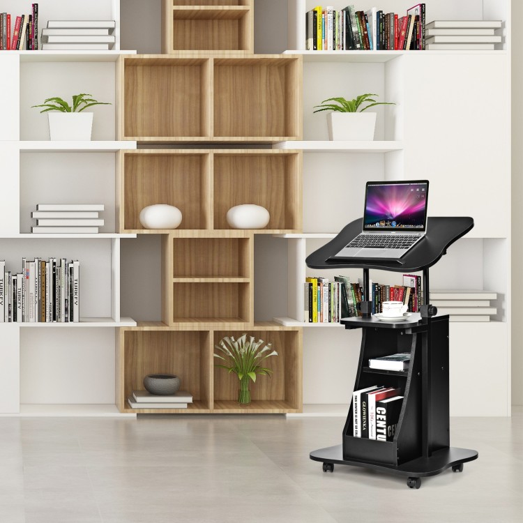 Sit-to-Stand Laptop Desk Cart Height Adjustable with Storage