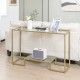 48 Inch 2-Tier Console Table with Tempered Glass Tabletop for Hallway