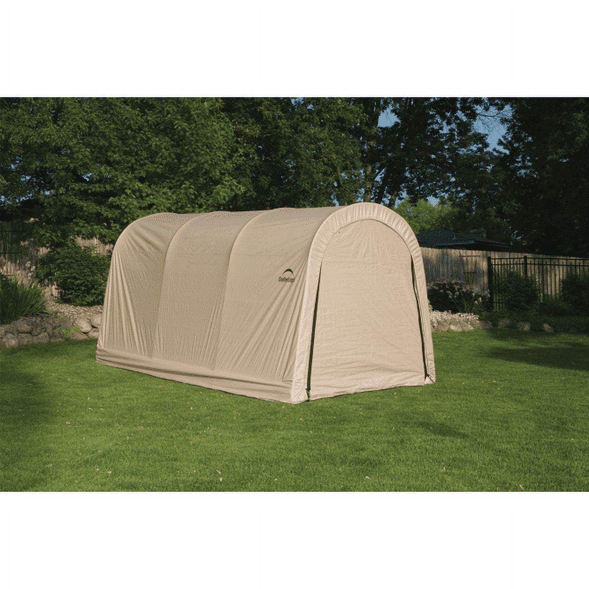 ShelterLogic AutoShelter Steel Instant Garage, 10x15x8 ft, Sandstone, Round, Waterproof