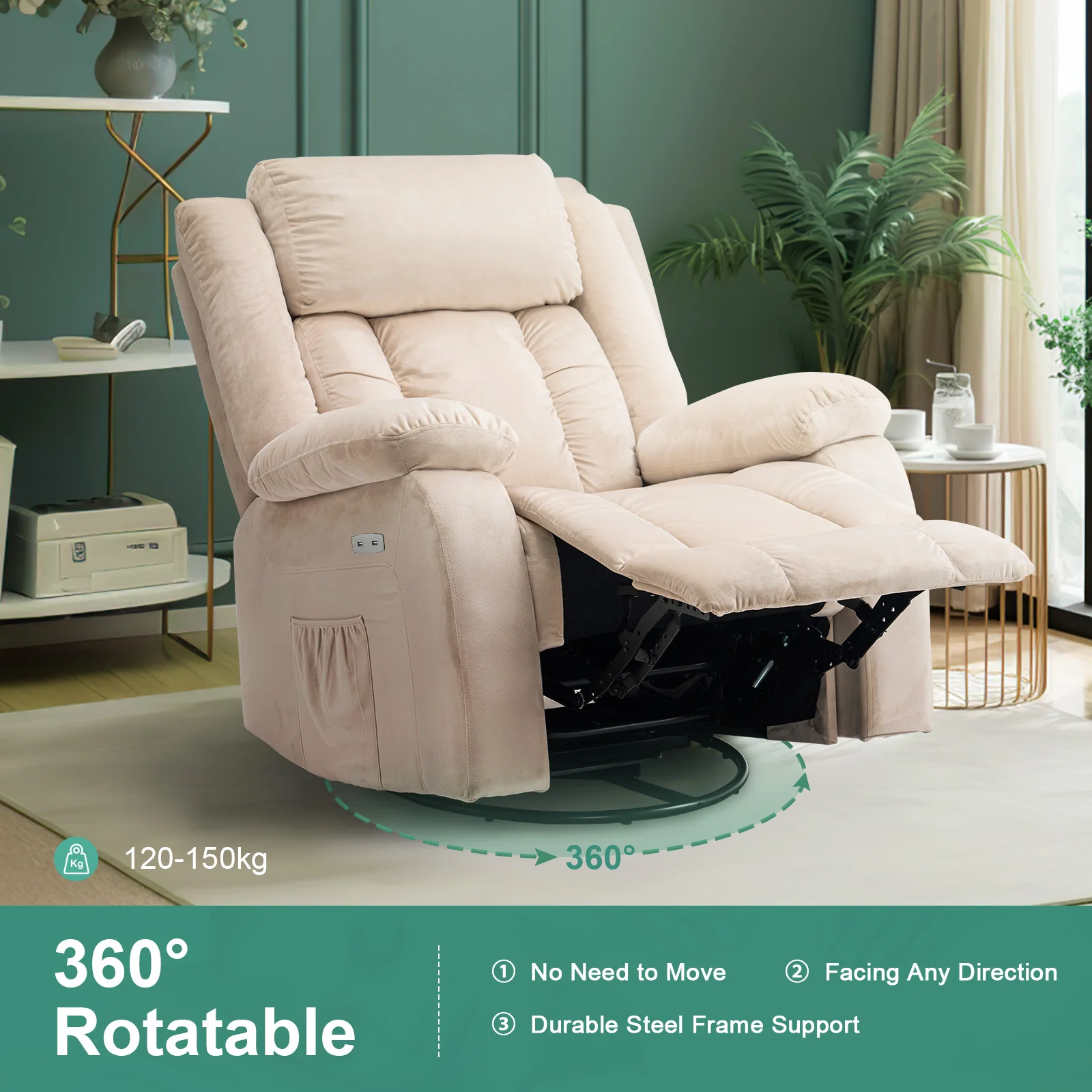 Recliner Chair 360 Swivel Massage Chair