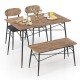 4 Piece Dining Table Set with Bench and 2 Chairs