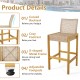 Set of 2 Rattan Patio Wood Barstools Dining Chairs with Backrest
