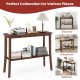 2-Tier Freestanding Wooden Console Table with Open Shelf