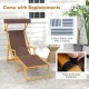 Birch Wood Chaise Lounge Chair Foldable Beach Chair with Adjustable Canopy