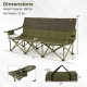 3 Person Folding Camping Chair with 2 Cup Holders Cotton Padding & Storage Bag