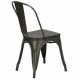 Set of 4 Tolix Style Metal Dining Wood Seat