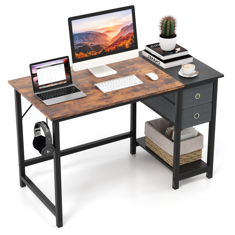 48/55-Inch Home Office Desk with 2 Drawers Hanging Hook