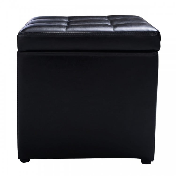 16 Inch Ottoman Pouffe with Hinge Top for Storage