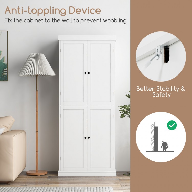 72.5 Inches Tall Buffet Cabinet with 6-Tier Shelves and 4 Doors