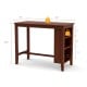 Counter Height Bar Table with 3-Tier Storage Shelves for Home Restaurant