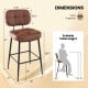 Set of 2 Bar Stools with Padded Seat and Footrest for Kitchen Island