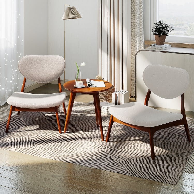 Accent Chairs Set of 2 with Side Table and Solid Wood Frame