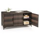 84 Gallon Patio Wicker Deck Box 3-Door PE Rattan Storage Container with Removable Shelves