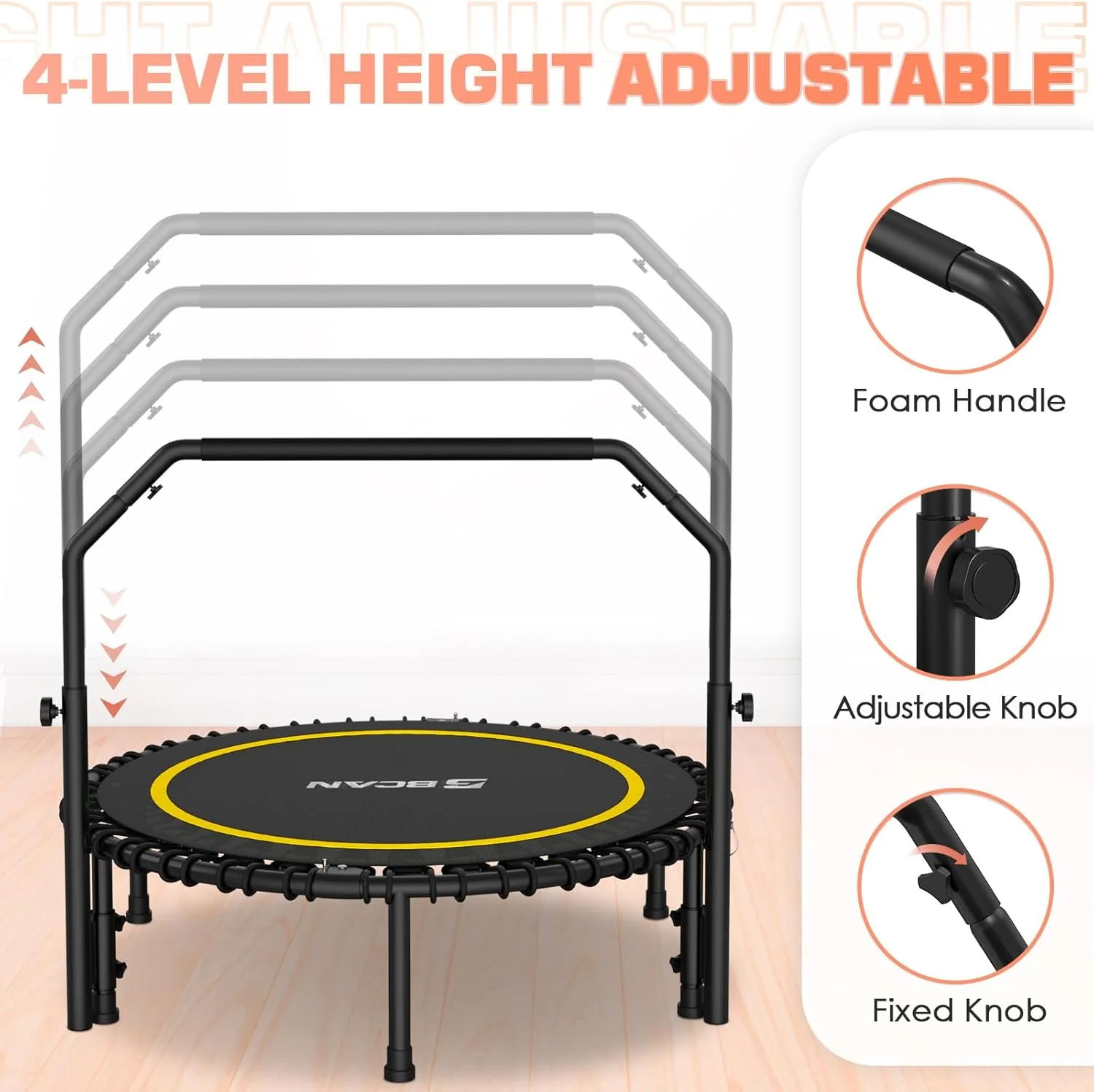 BCAN 450/550 LBS Foldable Mini Trampoline, 40