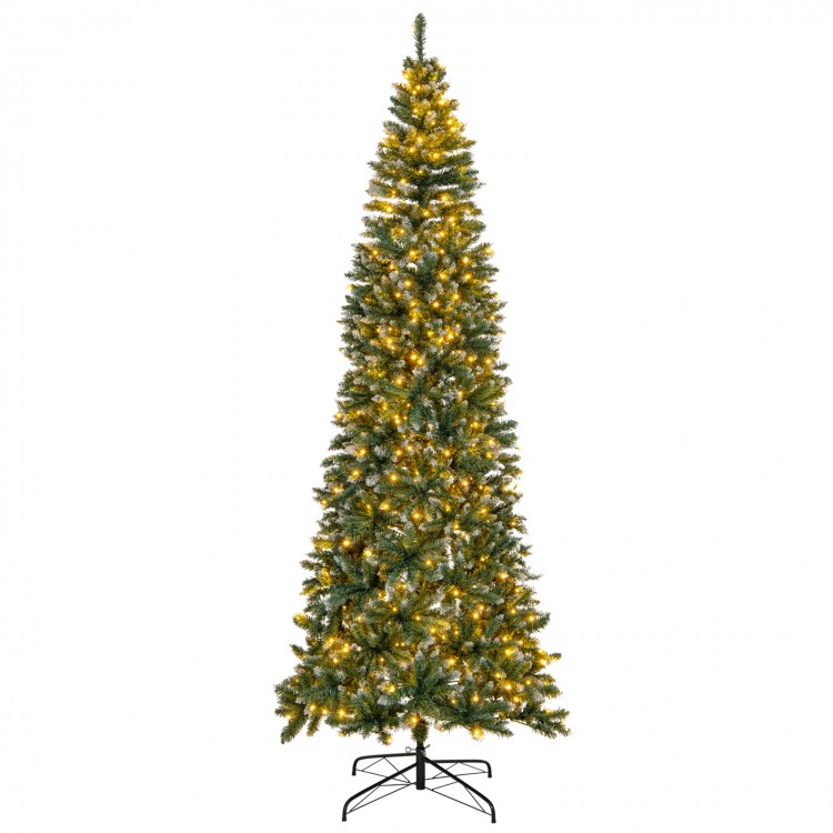 9 FT Pre-Lit Artificial Christmas Tree with 1298 Snowy Branch Tips