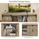 Sliding Barn Door TV Stand with Adjustable Shelves and Storage Cabinet